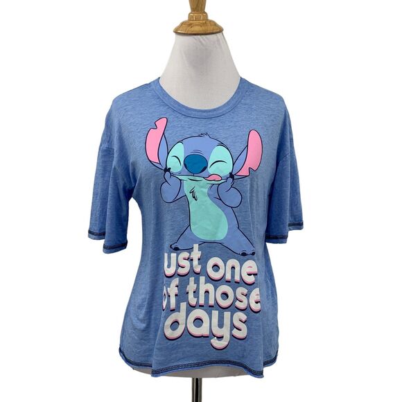 Disney Lilo & Stitch Shirt Women XS Extra Small Blue Just One Of Those Days Tee - Picture 1 of 12